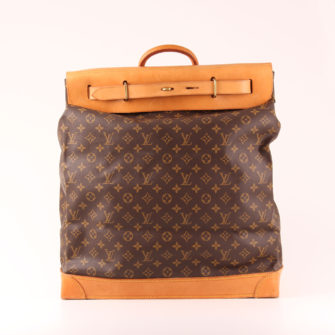 Front image of louis vuitton steamer travel bag 45 monogram natural leather