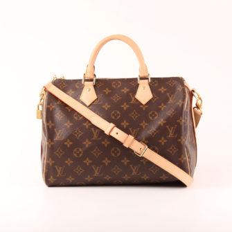 Image of louis vuitton bag speedy 30 monogram with strap band natural leather