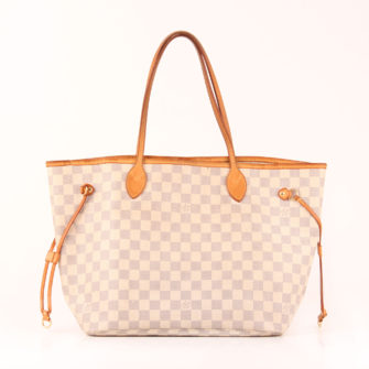 Front image of louis vuitton neverfull tote bag damier azur