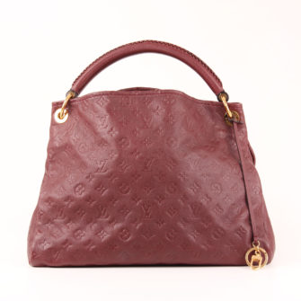 Front image from tote bag louis vuitton artsy mm embossed monogram burgundy