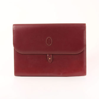 Front image of briefcase cartier must burgundy leather