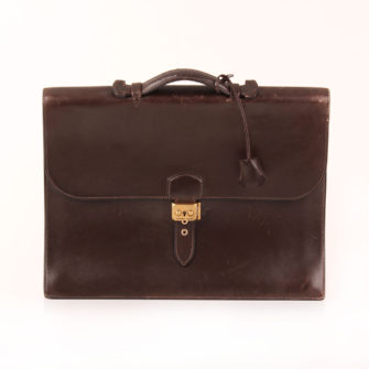 Front image from hermès briefcase sac à dépêche box calf brown