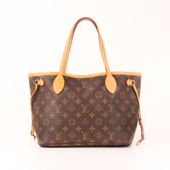 Front image of louis vuitton neverfull bag pm monogram
