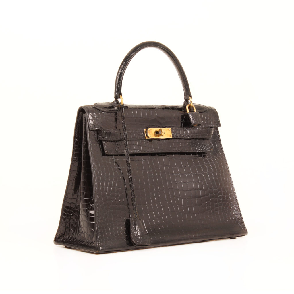 Hermès Kelly 28 Sellier Croco Noir Vintage Handbag I CBL Bags