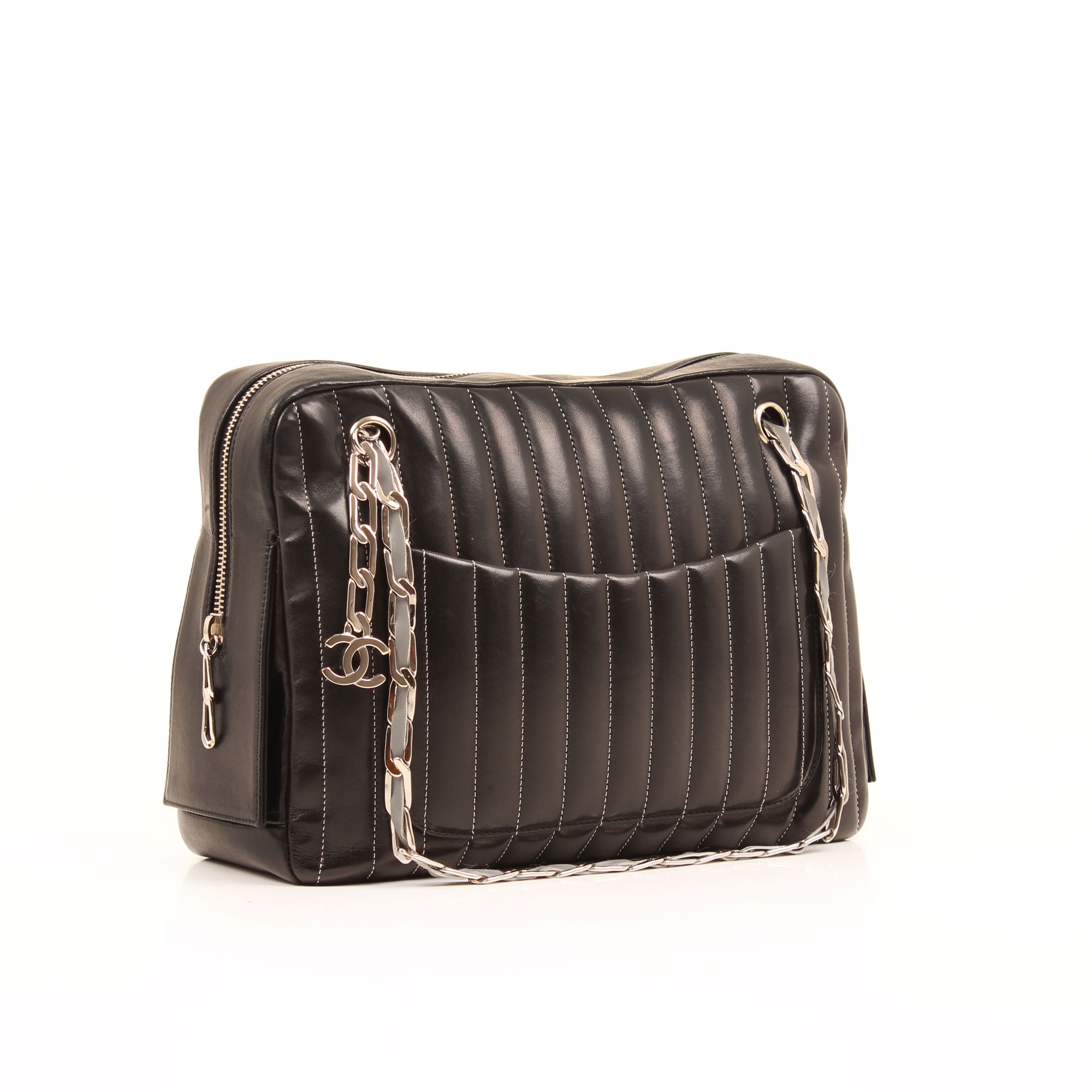 bolso chanel chevron quilted negro general charm