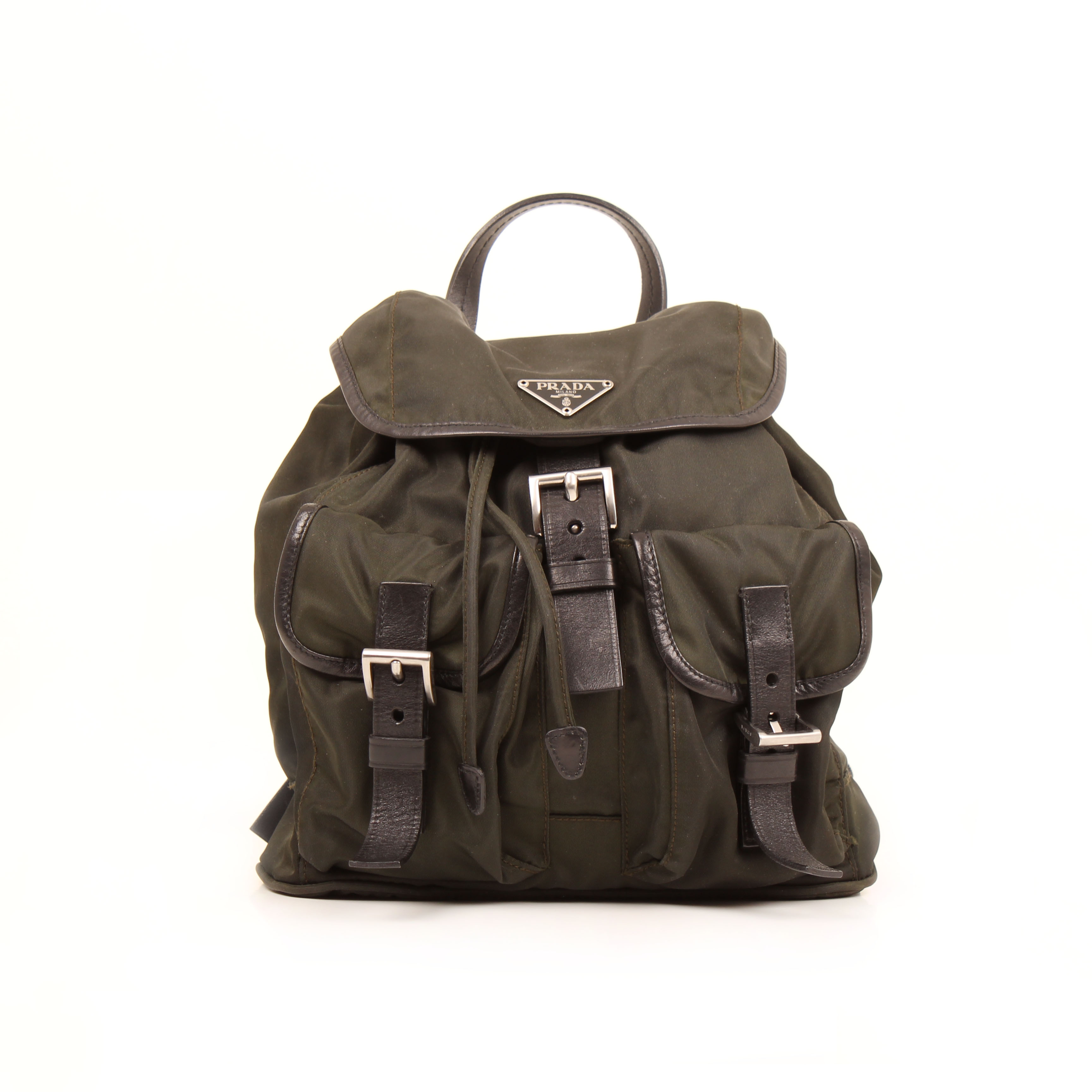 prada backpack nylon military green front