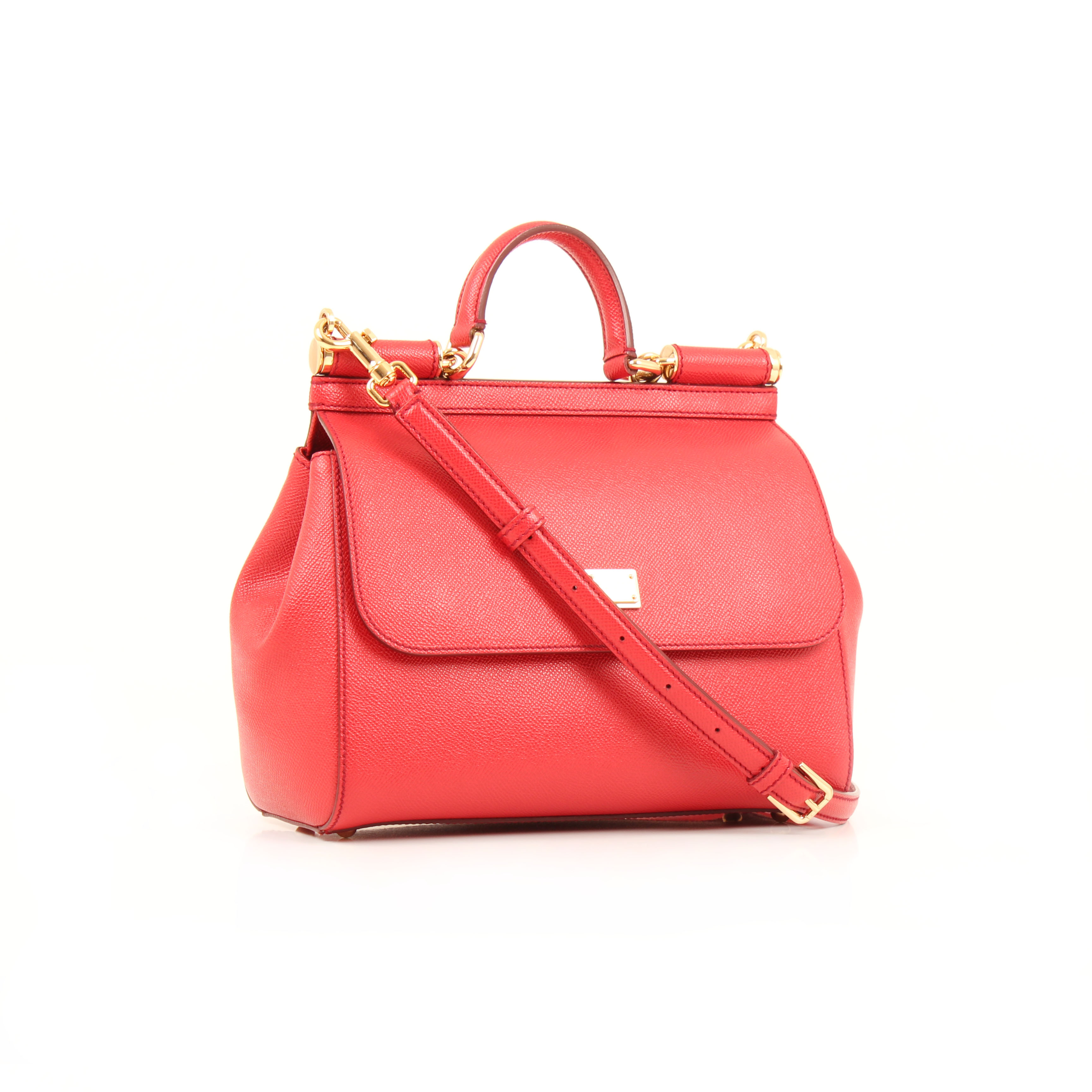 dolce gabbana sicily bag red grained leather general