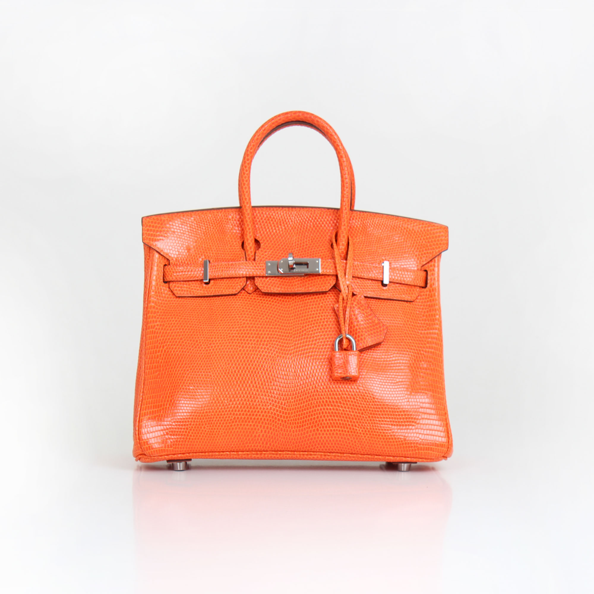 Birkin 25 Bag Orange Lizard Leather 