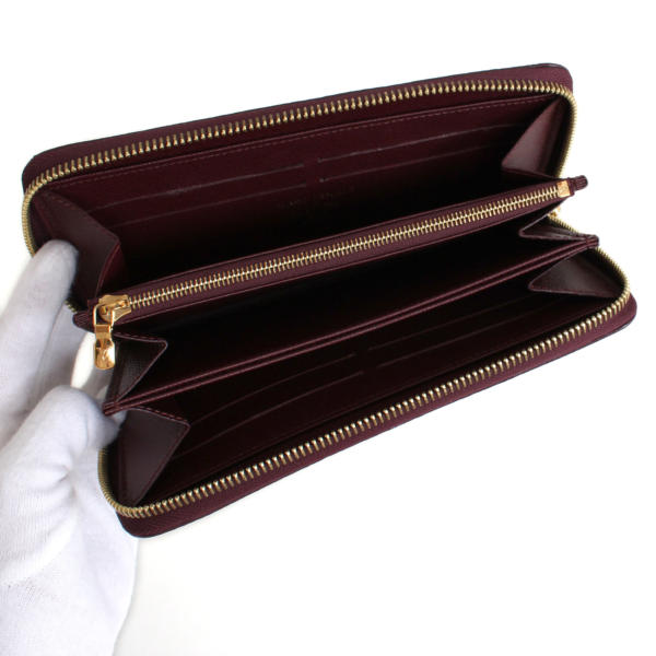 Louis Vuitton Zippy Damier Ebene red paillete wallet